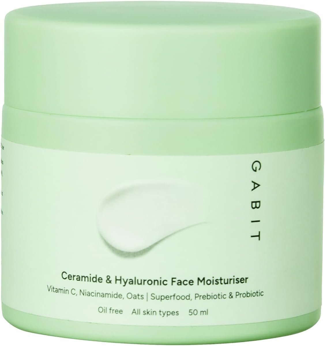 Gabit Ceramide & Hyaluronic Face Moisturiser | Lightweight Moisturizer to Hydrate & Brighten Skin | With Vitamin C, Niacinamide, Oats | For Women and Men | Oil Free for All Skin Types | 50ml