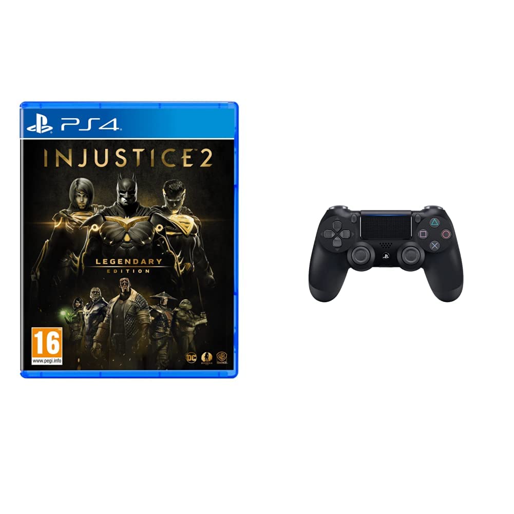 Injustice 2 - Legendary Edition (PS4)+Sony Dualshock 4 Wireless Controller for Playstation 4 - Black V2