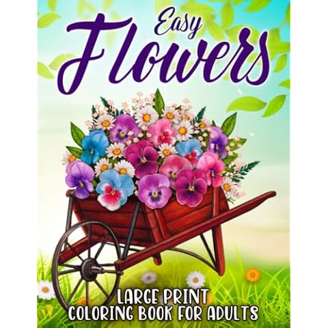 Easy Flowers Coloring Book Large Print Cover
