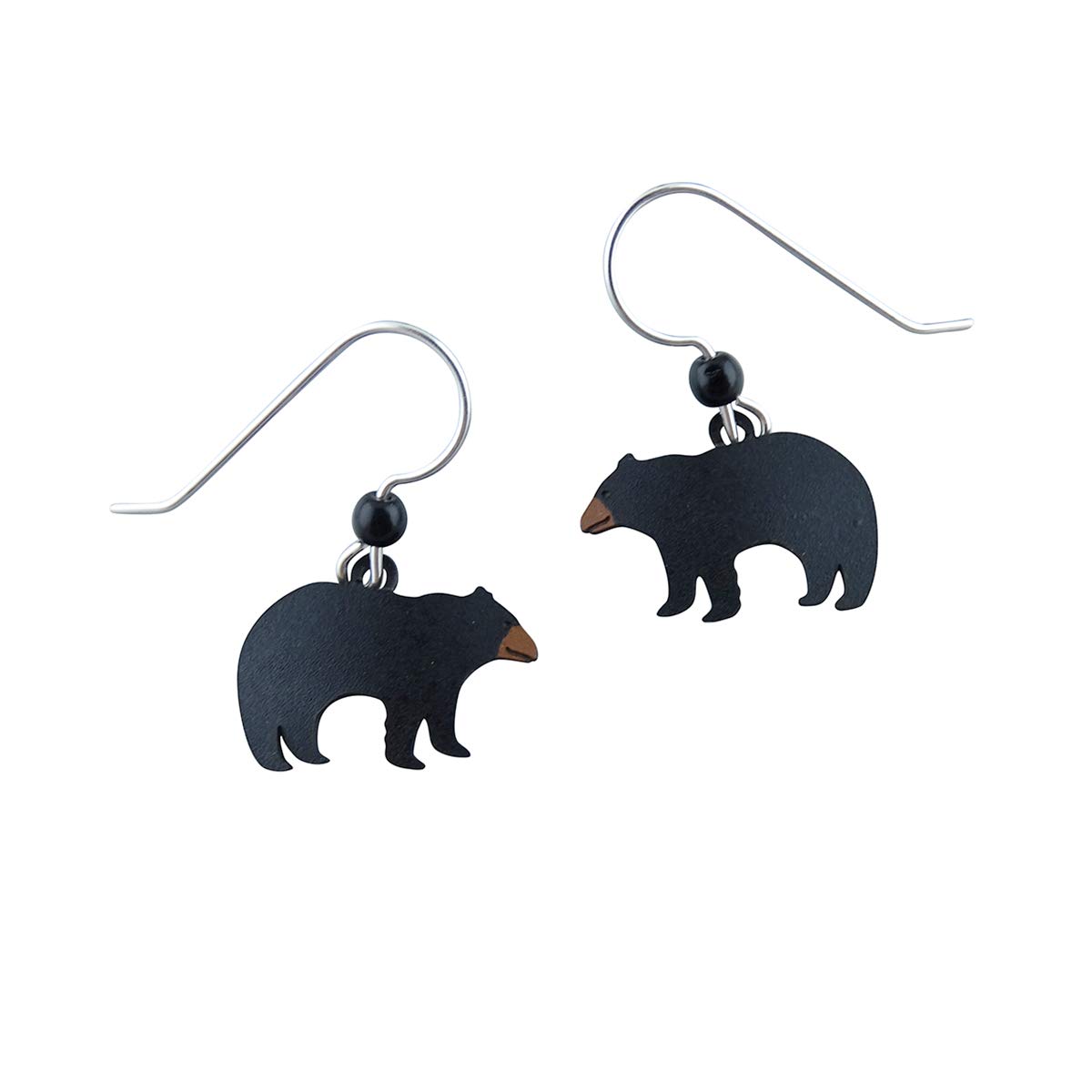 Sienna SkyHand Painted Black Bear Dangle Earrings, Sterling Silver Ear Wires