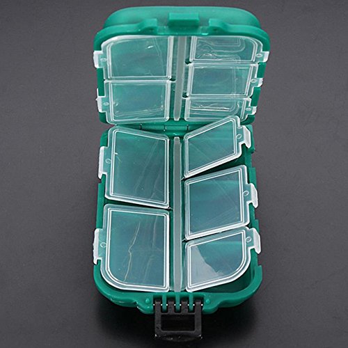 Yosoo Small 10 Compartments Waterproof Hard Fishing Tackle Box Case, Hooks Lure Baits Storage Box
