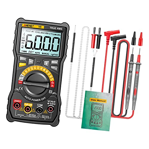 predolo スマート デジタル テスター DC テスター 2000V 電圧テスター バックライト アプライアンス テスター ポータブル LCD ハンドヘルド メーター 家庭用テスト用, ブラック