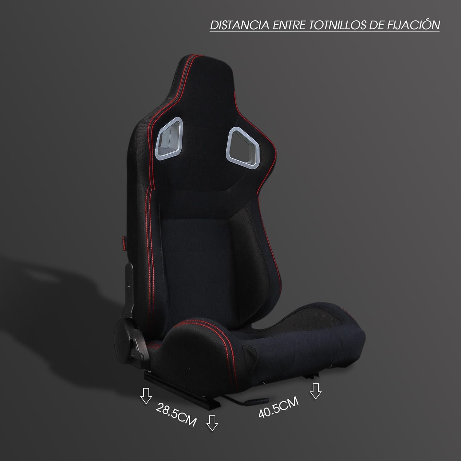 MIAUTO Asiento Deportivo Coche,Semibaquet Ajustable,Adaptable para Coches,Ríeles incluidos,Conductor y Pasajero,para Coche y Simulador de Conducción (Y-N780, PILOTO-L)