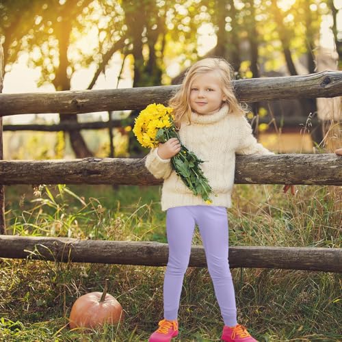 Ramede 8 Pcs Girls Leggings Full Length Solid Color Basic Leggings Soft Comfortable Stretch Tights Pants for Kids Girls Yoga4
