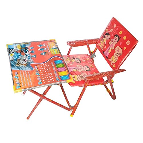 Kids Durable Wooden Folding Study Table Chair Set (2-8Years) - Large-RED- Made in India