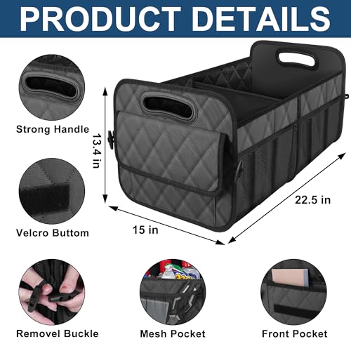 Image of Deosk Car Trunk Organizer for SUV, Car Organizers and Storage with Reinforced Handles, Car Accessories for Women /Men 70L Waterproof Polyester Trunk Organizer(Large, Charcoal)