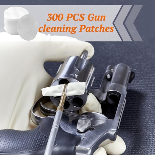 700 PCS Gun Cleaning Supplies, Including 300PCS Gun Cleaning Patches, 400 PCS Gun Cleaning Cotton Swabs with Storage Case, 2\" Round Gun Cleaning Cloth, Gun Cleaning Kits for Most Firearms