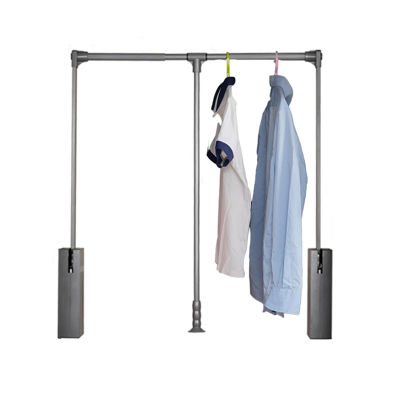 AYCDL Pull Down Hanging Rail for Wardrobe, 510-1210mm Teles Adjustable Clothes Rail with Soft Return,Closet nizer for Shirts and Jackets,Grey-510-660mm