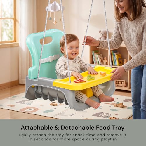Image of Baybee 3 in 1 Baby Swing Chair | Hanging Jhula for Kids with Removable Food Tray | Baby Swing Jhula with Safety Guard & Backrest | Secure Seat Belt jhula for Kids 0 to 3 Years