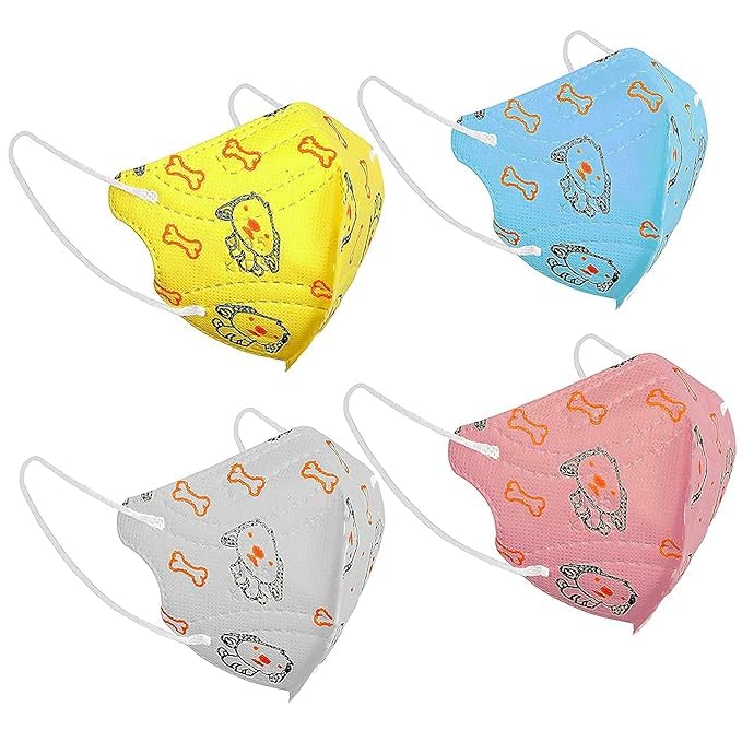 Image of N95 Style Kids Face Mask with Printed Design | Washable & Reusable Earloop Mask for Boys & Girls | Comfortable Breathable Face Cover for Kids Age 3-15 Years (Multicolor)