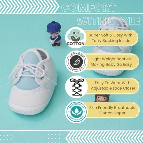 Image of Neska Moda 6 To 12 Months Baby Boys & Baby Girls Cute Soft Cotton Pre-Walker Lace Booties-BT4713