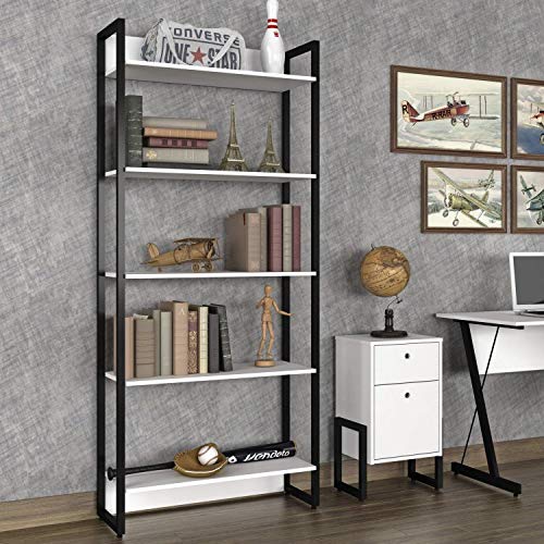 Estante 5 Prateleiras Porto Siena Móveis Branco/Preto