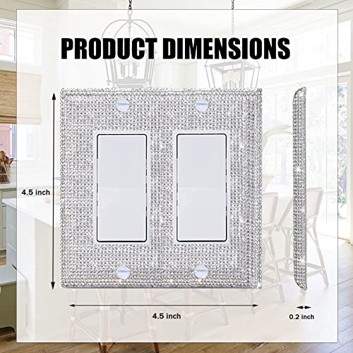 Image of 2 Pcs Shiny Silver Rhinestones Wall Plate Cover Switch Plate Covers Cover Light Switch Cover Switch Cover Decorative Electrical Outlet Cover Plates Outlet Covers Bling Switch Cover 2 Gan