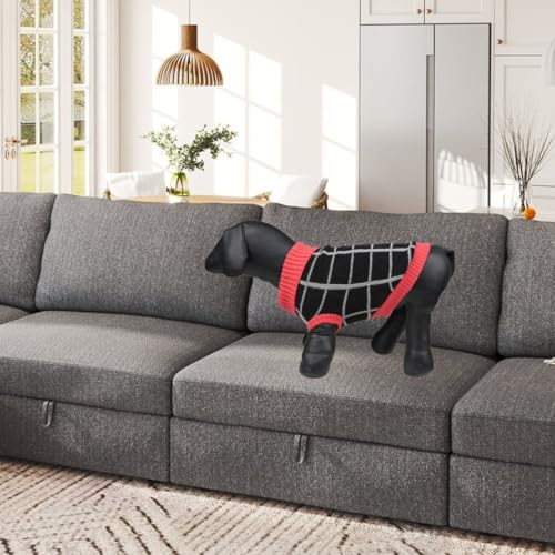 Image of Lulala Dog Sweater, Knitted Turtleneck Cold Weather Dog Sweater for Small Small Dogs, Soft Diamond Plaid Pullover Knitwear Dog Winter Warm Clothes, Pet Coat Puppy Sweater (Black, 16 Inch)