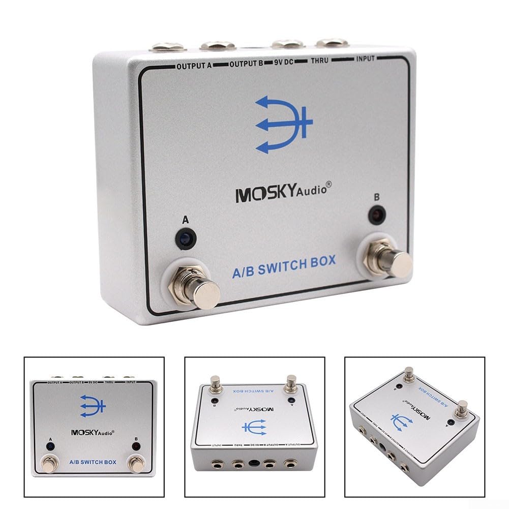 AB Switch - Pedale per chitarra a 2 vie, segnale router in metallo | Routing del segnale a 2 vie, seleziona Amp A o B, ideale per passare tra amplificatori, design compatto