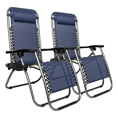 Set of 2 Zero Gravity Chairs Folding Lounge Patio Outdoor Recliner Beach Chair Cover