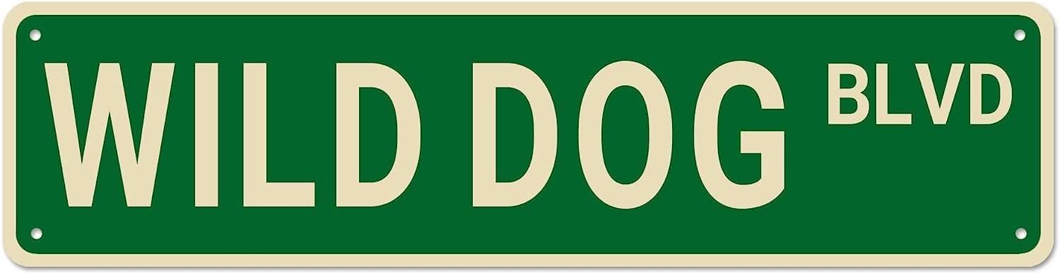 peiyeety Wild Dog BLVD Funny Vintage Metal Tin Sign Retro Aluminum Wall Decor, Novelty Accent for Office Kitchen Garden Bar Coffee Home Man Cave Garage 4x16 Inch