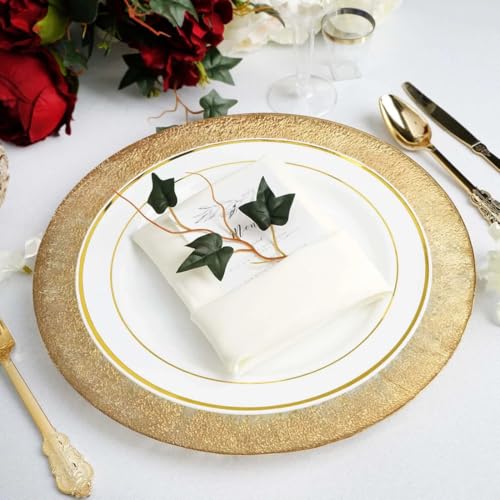 Set de 8 platos cargadores de plástico dorados 13" miniatura 2