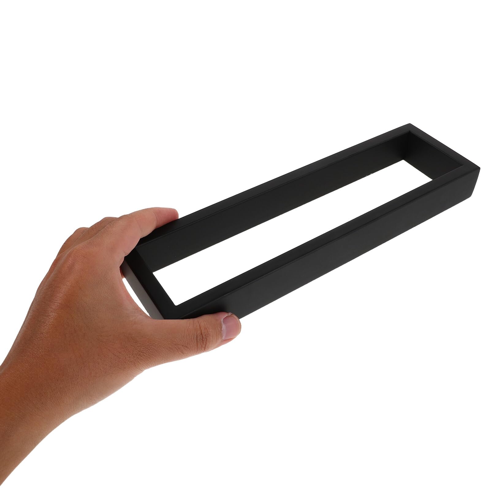 Toallero de Pared para Baño de Acero Inoxidable 260X75X30 MM Aro Rectangular Negro Soporte Resistente y Antióxido para Toallas y Ducha Diseño Moderno y Funcional