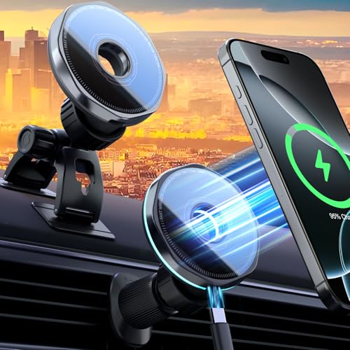 CRIENTEN for MagSafe Car Mount Charger, 15W Magnetic Wireless Car Charger & Magnetic car Phone Holder, 360° Adjustable car Vent Mount, Fast MagSafe Charger Car Accessories for iPhone 16 15 14 13 12