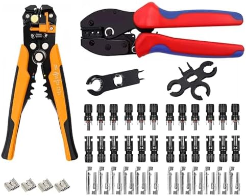 43Pcs Solar Crimper Tool Kit For Connecting Solar Panel Cable Wire Connector Kit