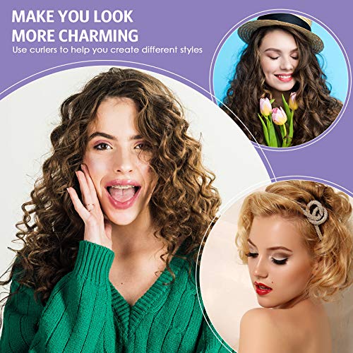 Syhood 30 Pcs Flexible Curling Rods 9.45 Twist Foam Rollers Soft Foam No Heat Hair Rods Rollers and 1 Steel Pintail Comb Rat Tail Comb for Women Long Short Hair(Purple,9.45 x 0.55 Inch)