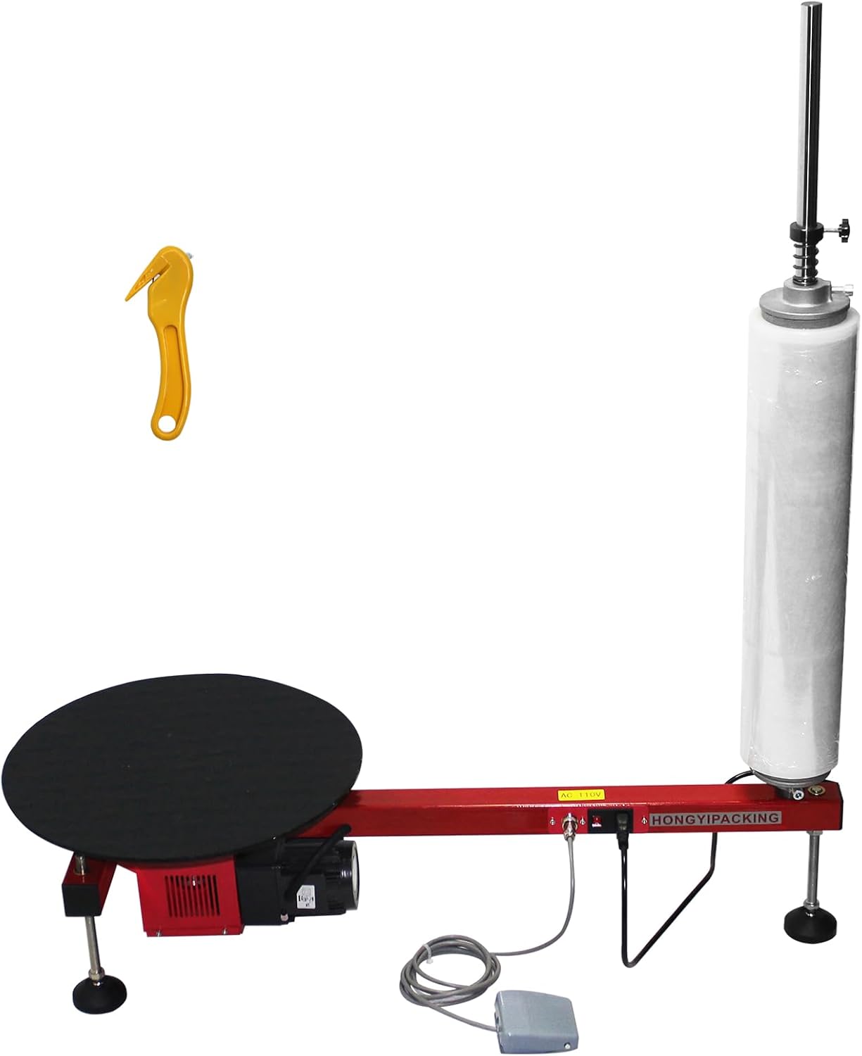 Electric Stretch Film Wrapping Machine,Stretch Film Dispenser Wrap Bench,Heavy Duty Film Wrapper Table Pallet Box Shrink for 12-28in Films,110V 25W