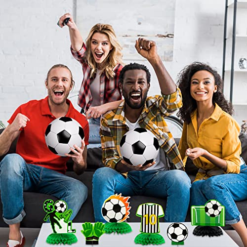 Angolio 12Pcs Soccer Ball Birthday Honeycomb Centerpiece Football Soccer Theme Topper Centerpieces Theme Party Table Topper Happy Birthday Decorations For Boys Kids Party Supplies #TOP5