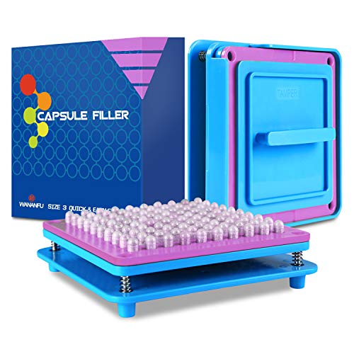 Kapselfüller 3 mit detaillierter Anleitung, 100 Löcher, Verwendung mit Leerkapseln Größe 3 Gelatine- oder vegetarische