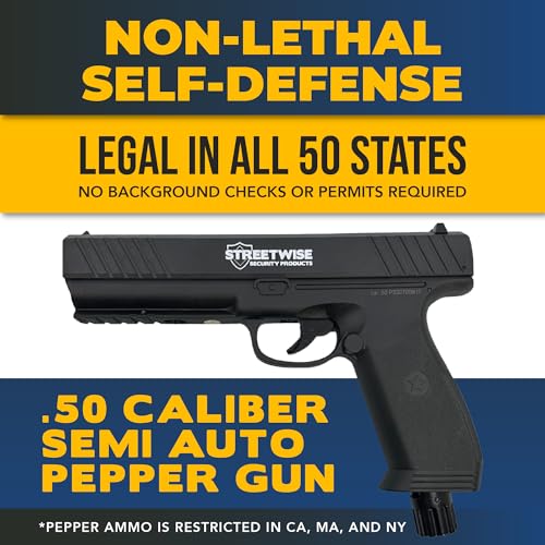 Streetwise Heat .50 Caliber Defense Launcher, Kinetic Impact Ball Gun - Personal Protection Pistol Includes 10 Rubber Balls, 10 Quicksilver Metal Composite Rounds, & 2 CO2 Canisters - Image 3