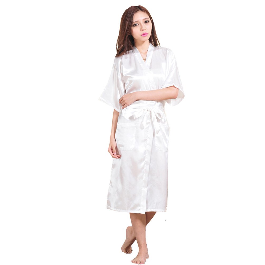 TieNew Bata Mujer sexy y elegante de Kimono Mujer Largo Albornoz satén Lenceria Seda, Vestido Pijama Mujer Kimono Corto Bata de Satén Lencería Kimono Satén Bata Albornoz Camisón