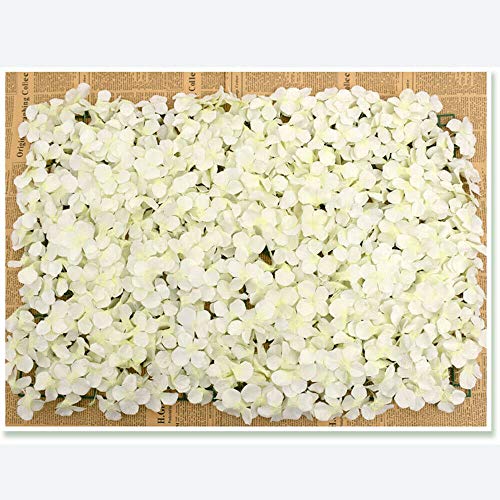 20Pcs Artificial Fake Flowers Wall Silk Rose Floral Background Wall Panels Hydrangea Floral Wall Backdrop Mat For Diy Wedding Bouquets Party Birthday Church Wall Stage Baby Shower 3D Decoration(White) #TOP4