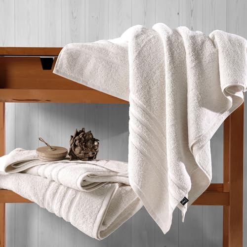 Image of Hammam Linen Jumbo Large Bath Towels 2-Pack 35 x 70 Inches Soft and Absorbent, Premium Quality 100% Cotton Towels (Sea Salt, Bath Sheet)
