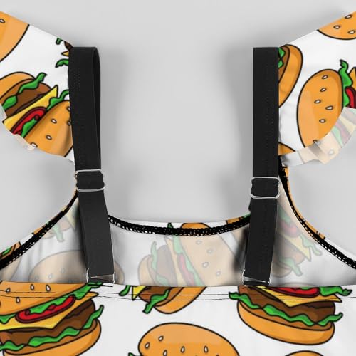 Image of Girls One Piece Swimsuit Macaroni Cheese Pasta Food Ruffles Swimwear Bathing Suits 3-12 Years