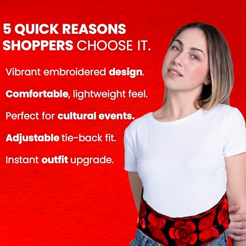 Cuitaxi The Original Embroidered mexican belts for women Handmade in Mexico 10 inches - mexican embroidered belt for women3