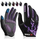 BEACE Gloves for Cycling Bike Biking with Touch Screen-Full Finger Mountain Bike Workout Road Gloves with Anti-Slip Silicone Palm for Men Women (Purple, M)