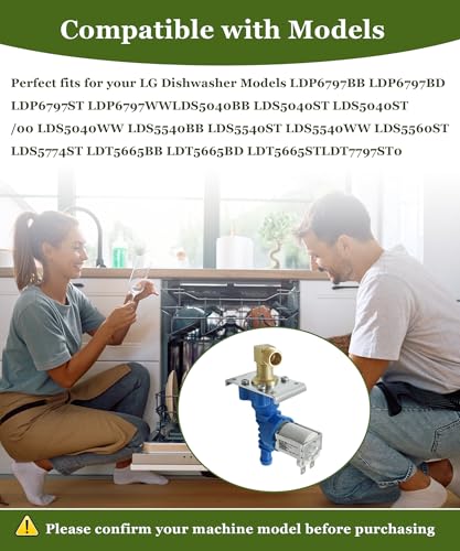 Image of 5221DD1001E Dishwasher Water Inlet Valve | Fit for LG Dishwashers, Replaces 5221DD1001C AP5804631 2977831 PS8769826