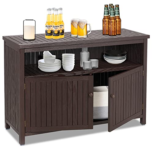 AHB Outdoor Console Sideboards Buffet Cabinet, Solid Wood Storage Cabinet TV Stand,Furniture for Patio Entryway Deck(Brown) AHB Outdoor Console Sideboards Buffet Cabinet, Solid Wood Storage Cabinet TV Stand,Furniture for Patio Entryway Deck(Brown)