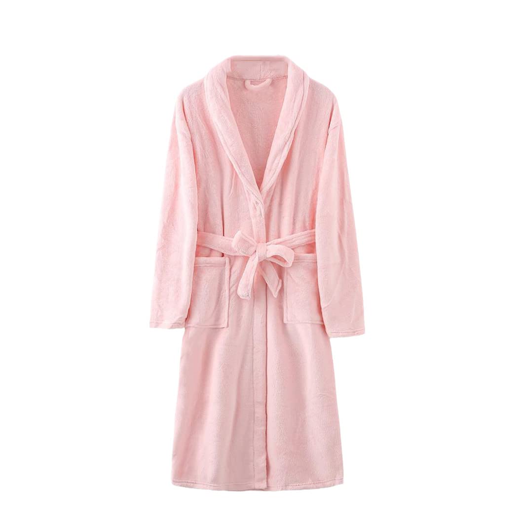 keusyoi Damski zimowy flanelowy szlafrok kimono szlafrok pogrubiony polar koszula nocna z kieszeniami długa bielizna nocna męska bielizna nocna odzież domowa