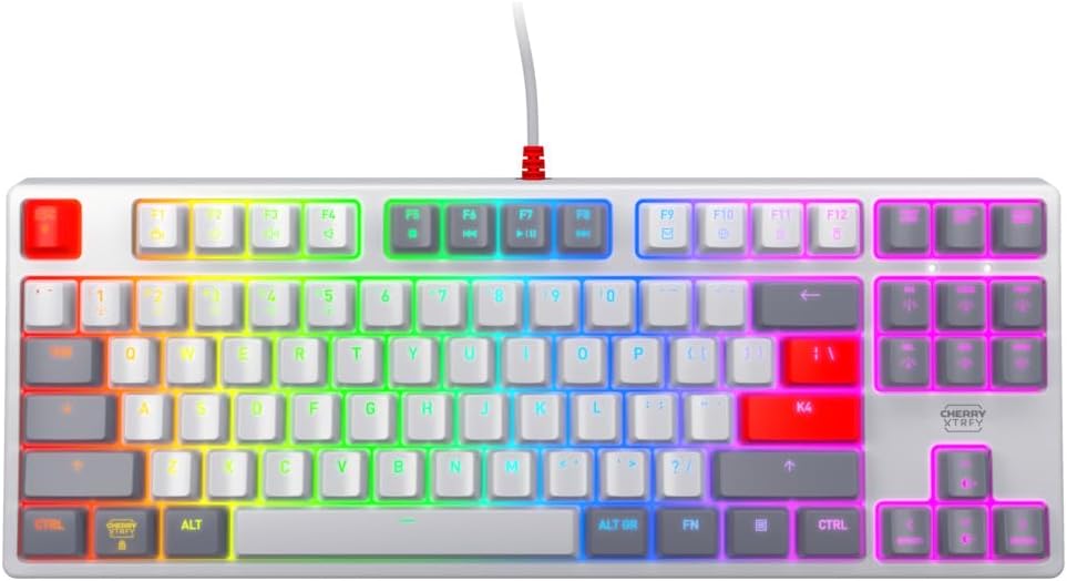 K4V2 TKL Mechanical Gaming Keyboard | Wired Without Number Keypad | RGB Lighting MX2A RED Switches (Retro)