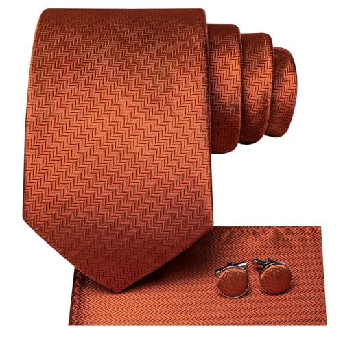 Image of Hi-Tie 70 inches Ties for Men Silk Extra Long Necktie and Pocket Square Cufflinks Set Men Big and Tall Tie Business