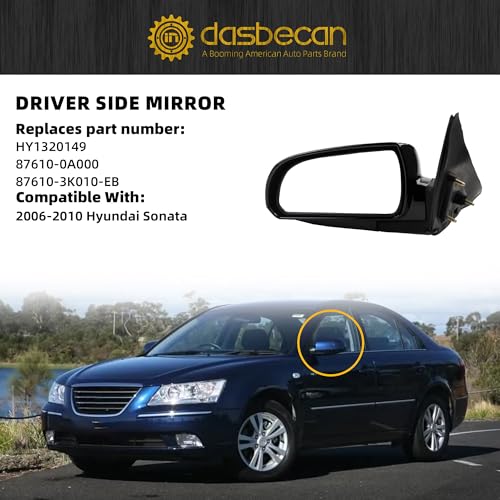 image for Dasbecan Driver Side Door Mirror Compatible with Hyundai Sonata 2006-2