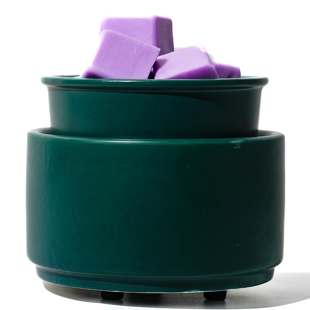 QCYBDGLOV Ceramic Electric Wax Melt Warmer & Cube Oil Melter Cute Small Warmers Aromatherapy for Home Decorative Burner Melts Scented Candle Tart Scent Warm Fragrance Drak Green