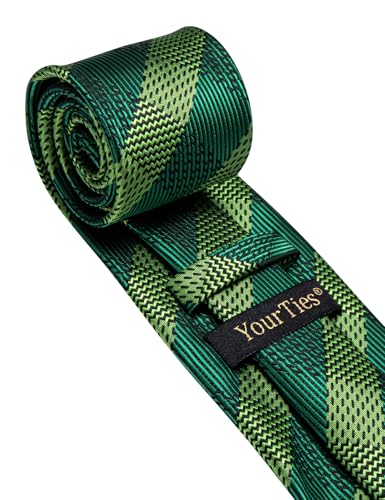 Image of YourTies Men's Neckties Striped Tie and Plaid Neckties for Men Woven Silk Tie Gold Tie Clip Set