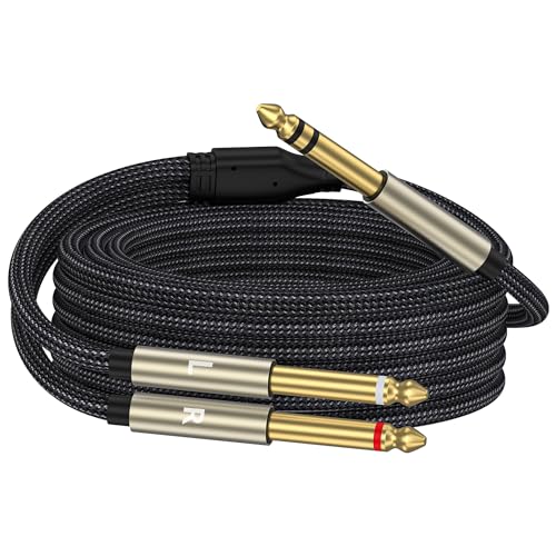 Câble répartiteur en Y TRS 6,35 mm double jack mono TS 3m cordon raccordement audio