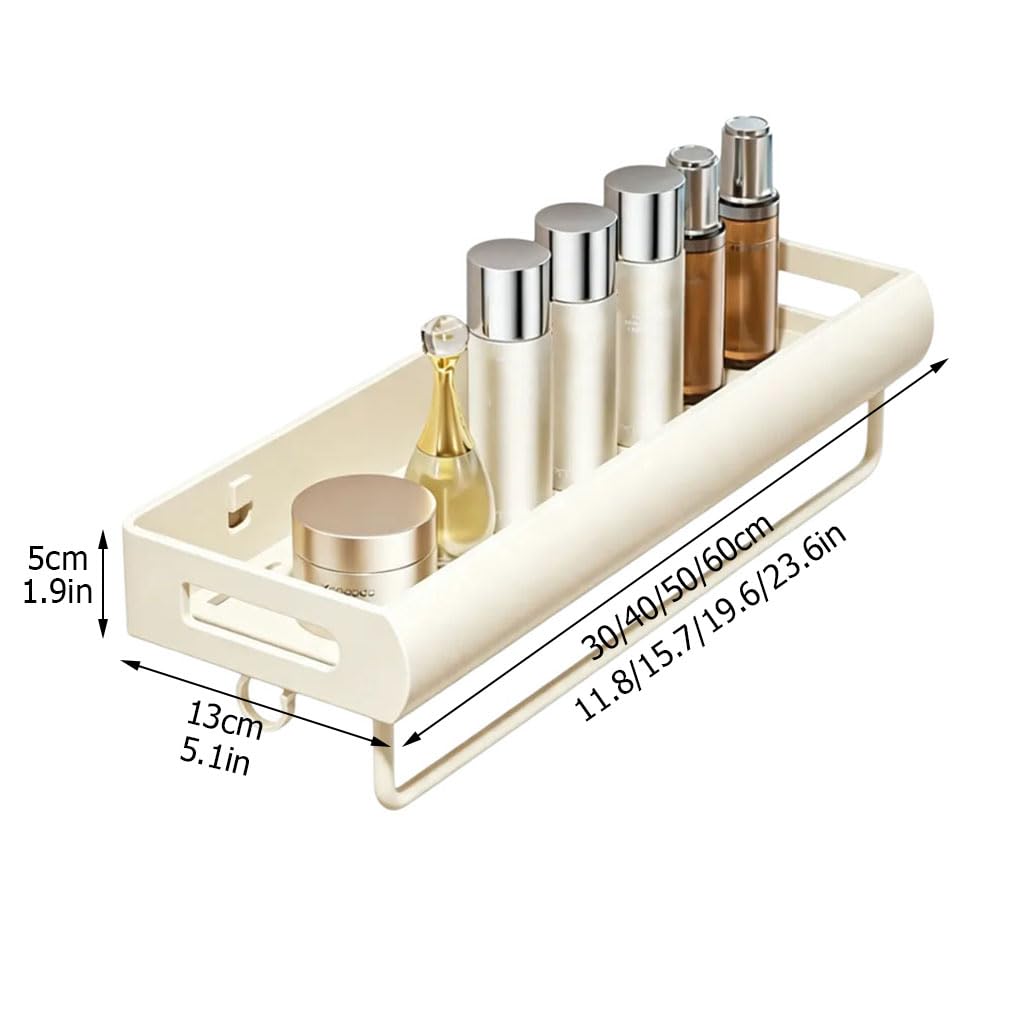 Estante de Ducha sin Taladro, Estante de Pared Plano, Organizador de baño con Cesta de Pared para cosméticos, Organizador de baño con toallero para artículos de higiene,B,60cm