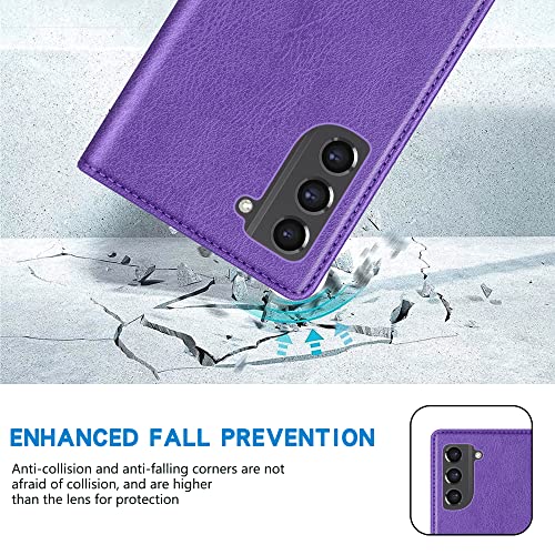 ZZXX for Samsung Galaxy S21 FE Wallet Case with [RFID Blocking] Card Slot Stand Strong Magnetic Leather Flip Fold Protective Phone Case for Samsung Galaxy S21 FE Case Wallet(Purple-6.4 inch) by ZZXX - Used condition - Image 7