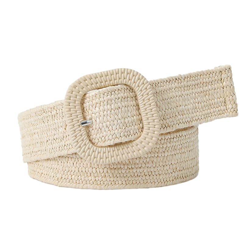 COTIM COYIN Women Braided Wide Belt Woven Waist Belt, Straw Woven Elastic Belt for Women for Dress Jeans Pants