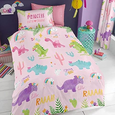 Lions Juego de cama para niñas, tamaño individual, 2 piezas, funda de edredón Saurus Cover