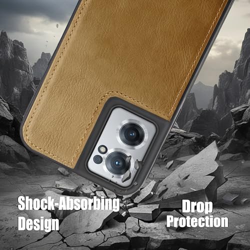 Image of Leather Case for OnePlus Nord CE 2 Premium Protective Stylish Slim Cover with Shockproof Raised Edges Brown